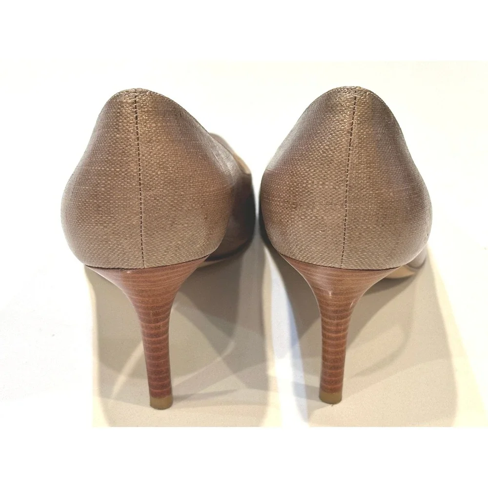 Stuart Weitzman Womens Gold Metallic Peep Toe Pumps Heels NW 53520 Size 10.5 M